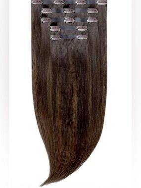 Luxy Mocha Brown Volume Boost Human Hair Seamless Clip In 20” Hair Extensions